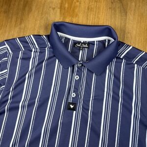 Bad Birdie Ridge Short Sleeve Golf Polo Shirt Winning Streak Mens XL Blue Stripe